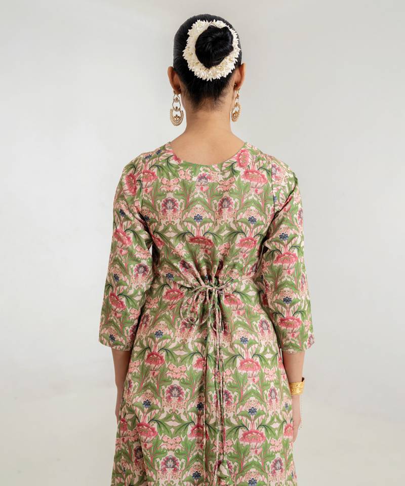 Regal Green printed cotton rayon jumpsuit