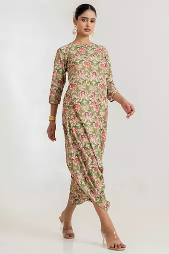green floral print cotton rayon jumpsuit