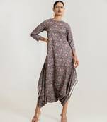  Grey printed cotton rayon jumpsuit