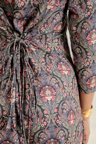 slate grey color floral printed cotton rayon jumpsuit