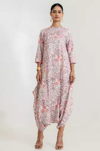 White garden  printed cotton rayon jumpsuit