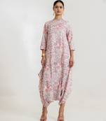 White garden  printed cotton rayon jumpsuit