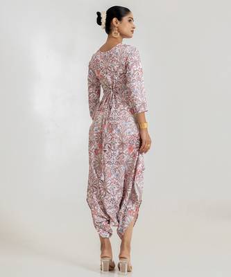 dusty rose printed cotton rayon jumpsuit 2