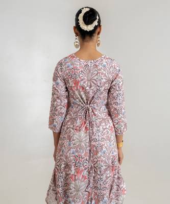 dusty rose printed cotton rayon jumpsuit 5
