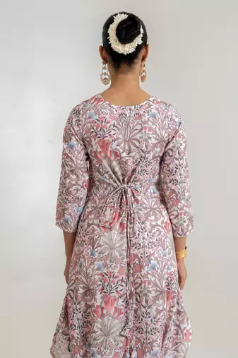 dusty rose printed cotton rayon jumpsuit