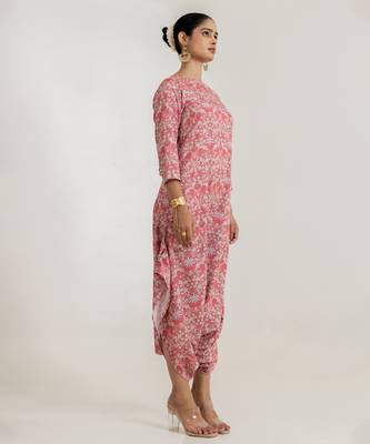 pink cotton rayon jumpsuit with floral print 3