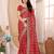 Red bandhani printed vichitra silk saree with embroidered border