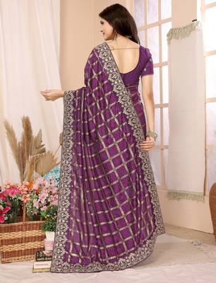 wine vichitra silk saree with bandhani print 4