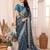 Blue bandhani printed vichitra silk saree with embroidered border