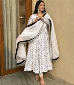 White vichitra  silk  party wear embroidery salwar  suit set