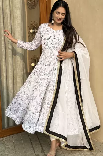White vichitra  silk  party wear embroidery salwar  suit set