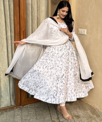 White vichitra  silk  party wear embroidery salwar  suit set 5