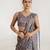 Grey printed swiss satin saree set