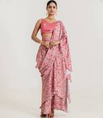Dusty Rose Tiered Saree Set