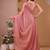 pink chiffon saree with satin blend lace work