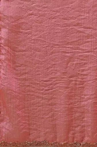 pink chiffon saree with satin blend lace work