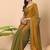 gold satin blend saree with embroidered lace border