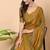 gold satin blend saree with embroidered lace border