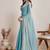 blue chiffon blend saree with designer lace border work