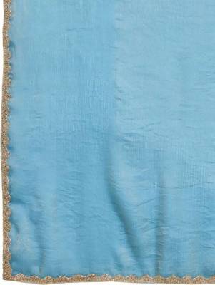 blue chiffon blend saree with designer lace border work 5