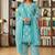 Blue printed cotton blend stitched floral print salwar kurta dupatta for women