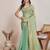 green satin chiffon saree with embroidered border