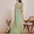 green satin chiffon saree with embroidered border