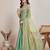 green satin chiffon saree with embroidered border