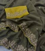 Mahaendi  Color  Embroidery Work Georgette Saree