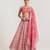 pink satin lehenga set with floral print work