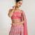 pink satin lehenga set with floral print work