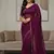 plum chiffon saree with khatli bead embroidery