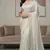 white chiffon saree with beads moti handwork