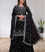 Black chinon  silk  party wear embroidery salwar  suit set
