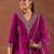 Pink  Embroiderey Sequence Work Kurta Pant Dupatta Set For Women