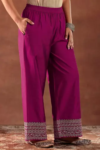 Pink  Embroiderey Sequence Work Kurta Pant Dupatta Set For Women