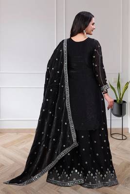 Black chinon  silk  party wear embroidery salwar  suit set 5
