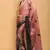 pink satin saree with contrast border print work