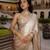 Beige satin embroidered saree