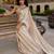 Beige satin embroidered saree