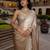 Beige satin embroidered saree