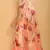 peach satin saree with floral printed design