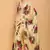 cream satin saree with red rose print design
