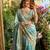 Sky blue satin embroidered saree