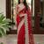 Red net embroidered saree