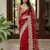 red net saree with gold thread embroidery work