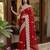 Red net embroidered saree