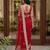 Red net embroidered saree