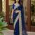 Blue net embroidered saree