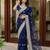 Blue net embroidered saree